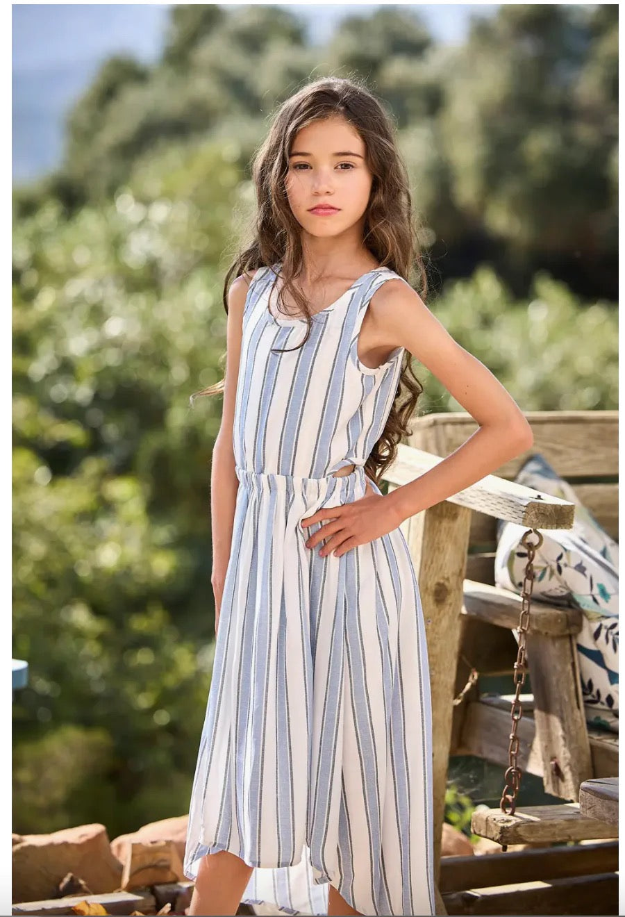 Hi-lo striped dress