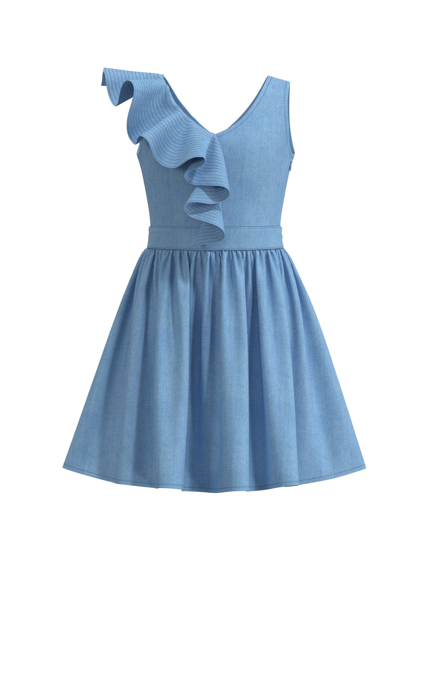 Denim Ruffle Dress